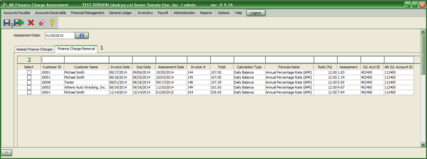 Finance Charge Assessment